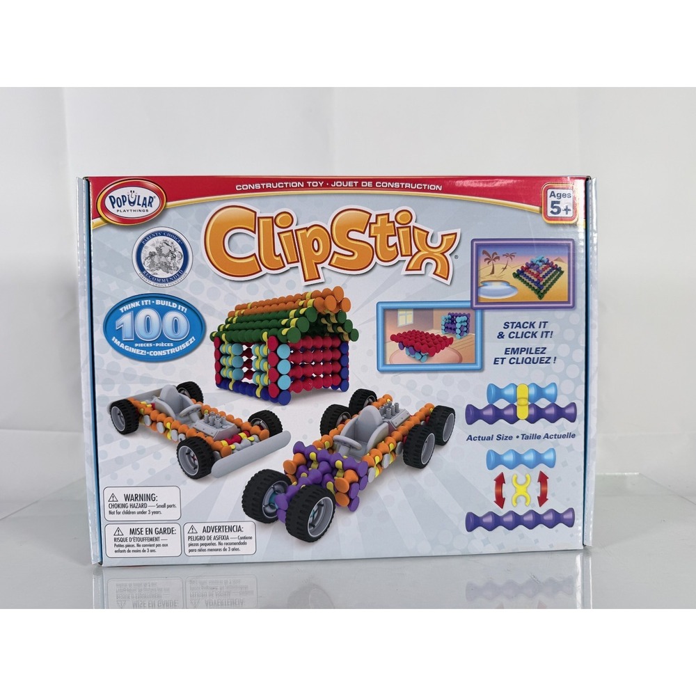 POPULAR PLAYTHINGS Clipstix Construction Toy 100 Pieces Build a car or house etc